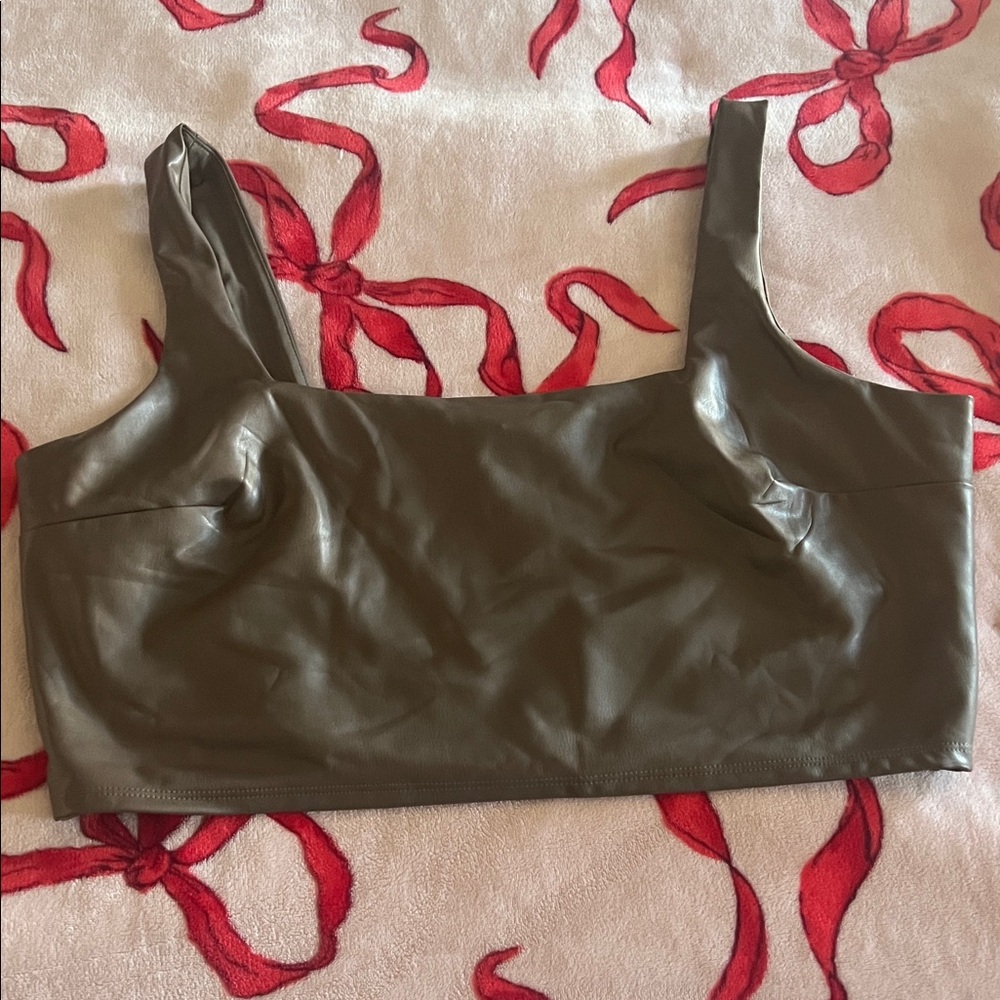 Express Olive Faux Leather Tank Top